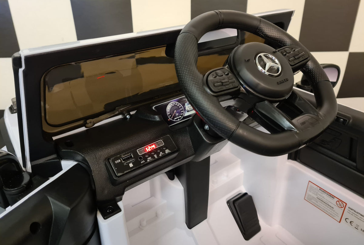 Mercedes-Benz G63 12V elbil til børn – 1 person, hvid