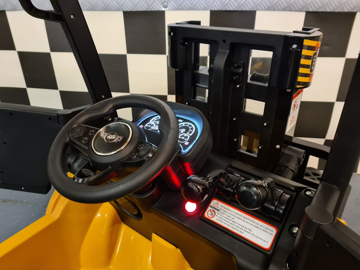 Barngaffeltruck 12V med fjärrkontroll – gul