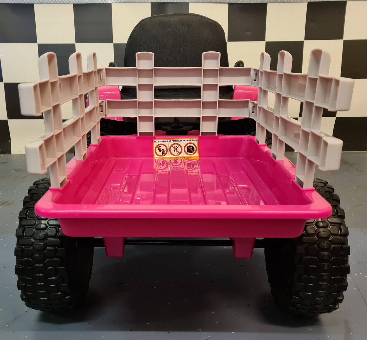 Barntraktor 12V med släp – 1 person, rosa