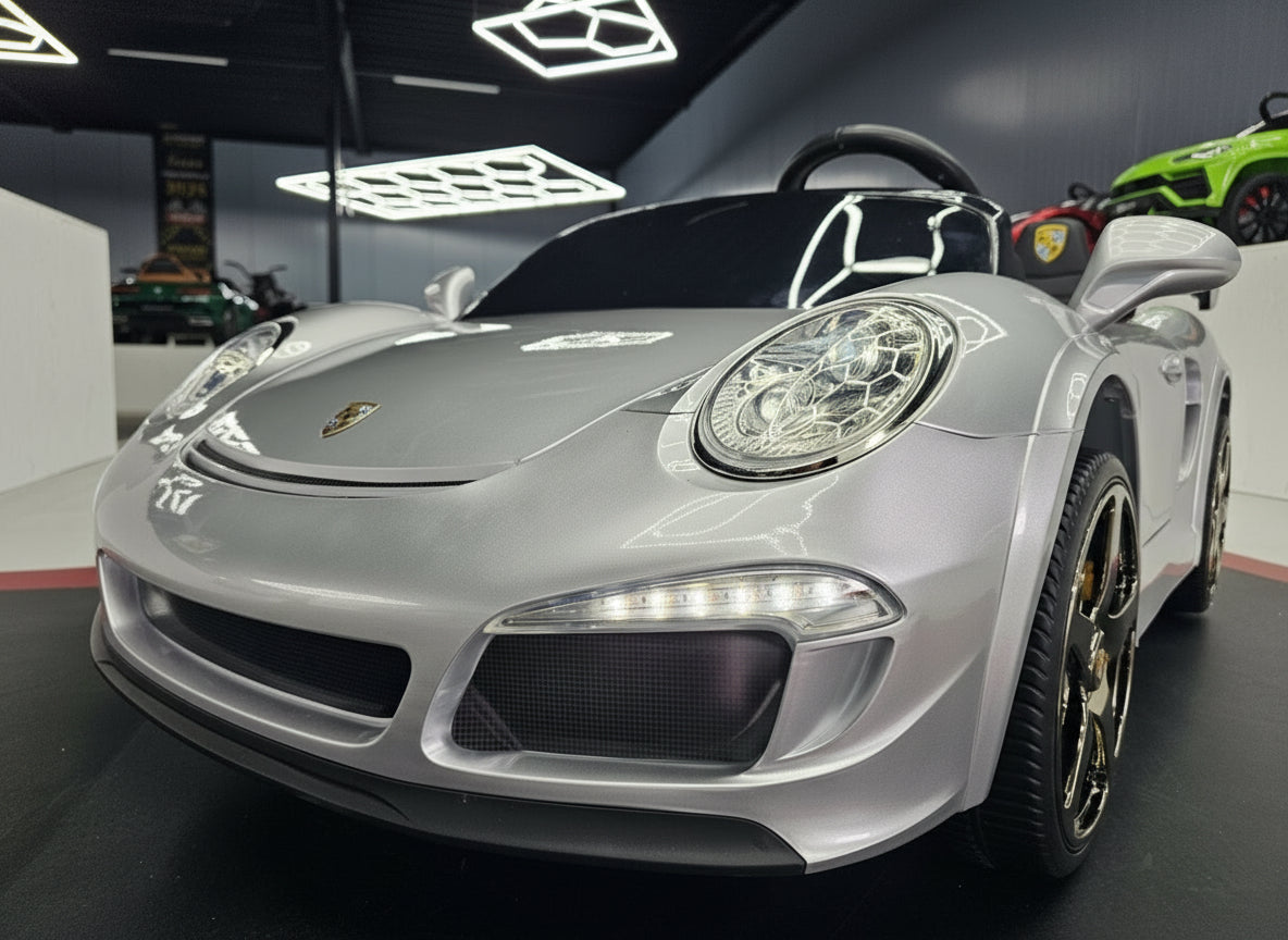 Porsche RUF 24V elbil för barn – 2 personer, metallic silver