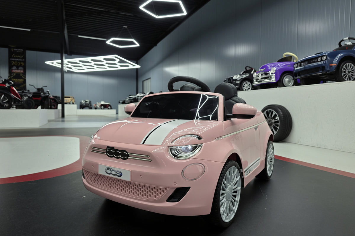 Fiat 500 12V elbil för barn – rosa