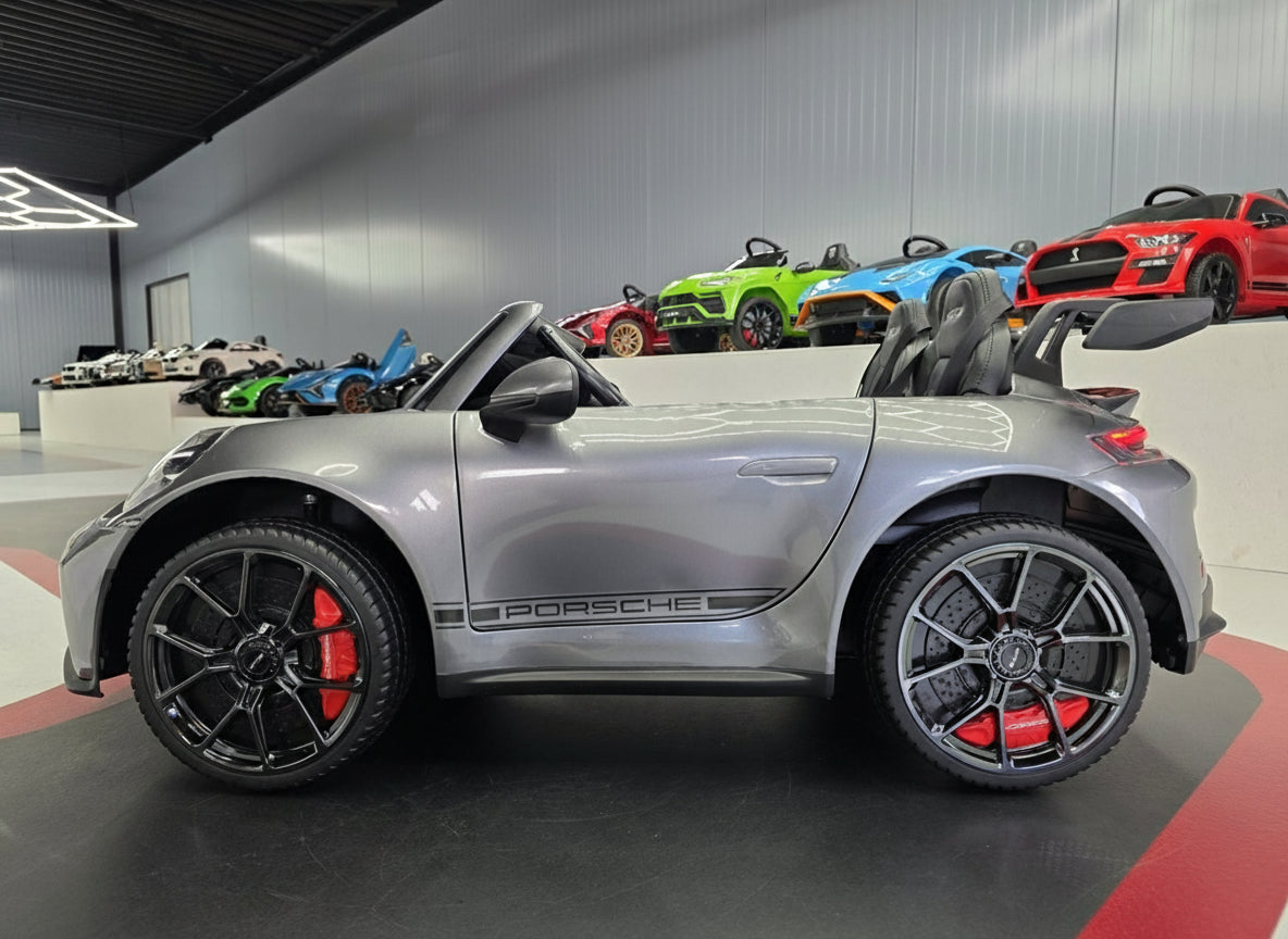 Porsche 911 GT3 24V elbil för barn – 2 personer, metallic grå