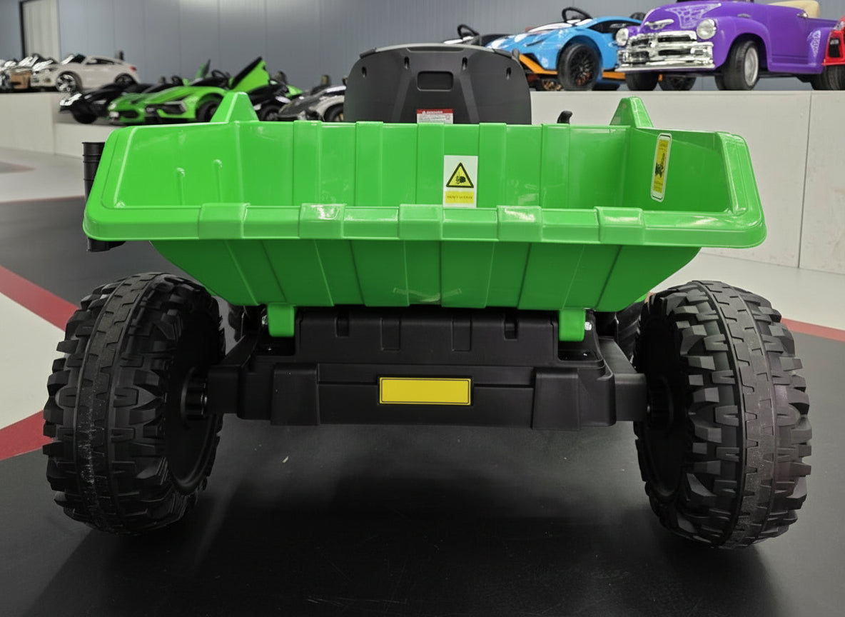 Barntraktor 24V med släp och fjärrkontroll