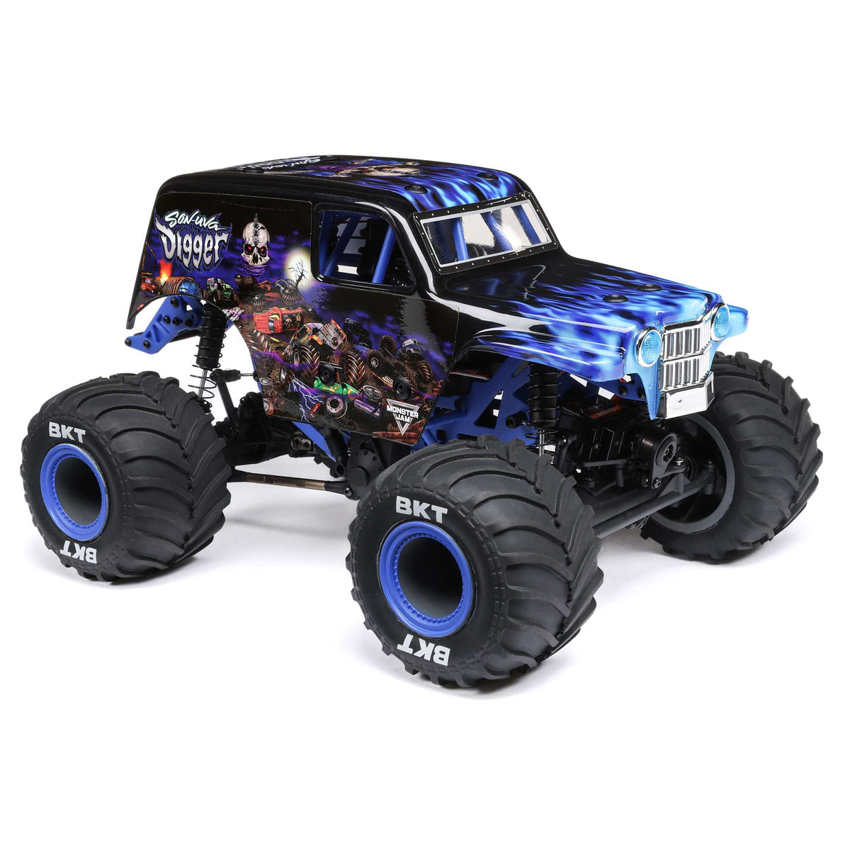 1/18 Mini LMT Son Uva Digger 2S 4X4 RTR Brushed Monster Truck (Battery & Charger Included), Blue