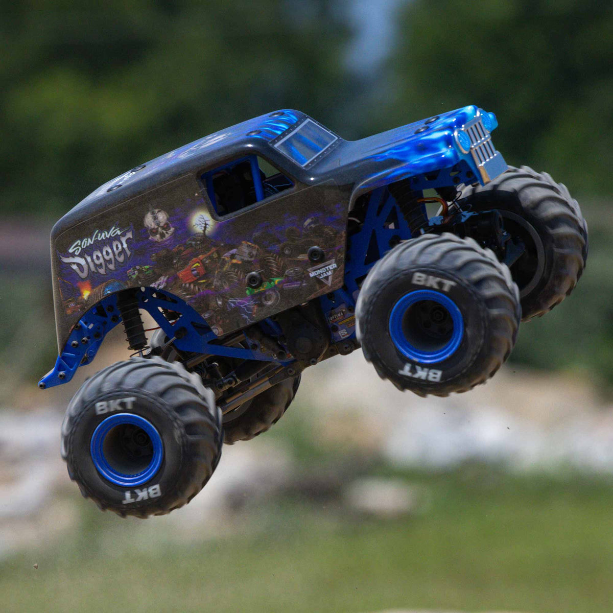 1/18 Mini LMT Son Uva Digger 2S 4X4 RTR Brushed Monster Truck (Battery & Charger Included), Blue