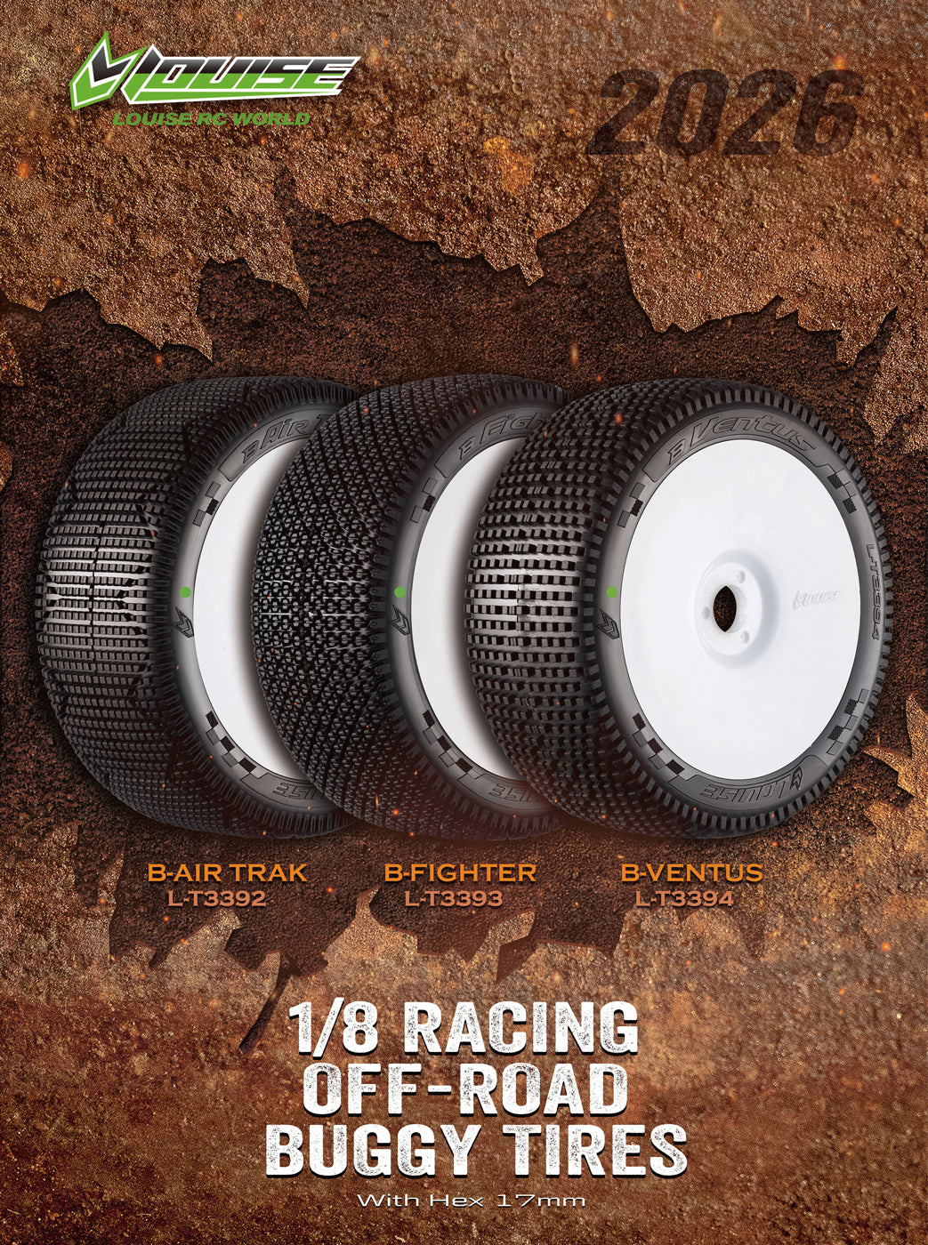 Tire & Wheel B-VENTUS 1/8 Buggy Super Soft White (2)