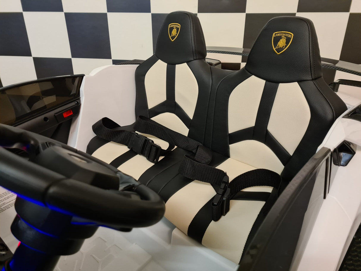 Lamborghini Aventador 24V drift elbil för barn – 2 personer, vit