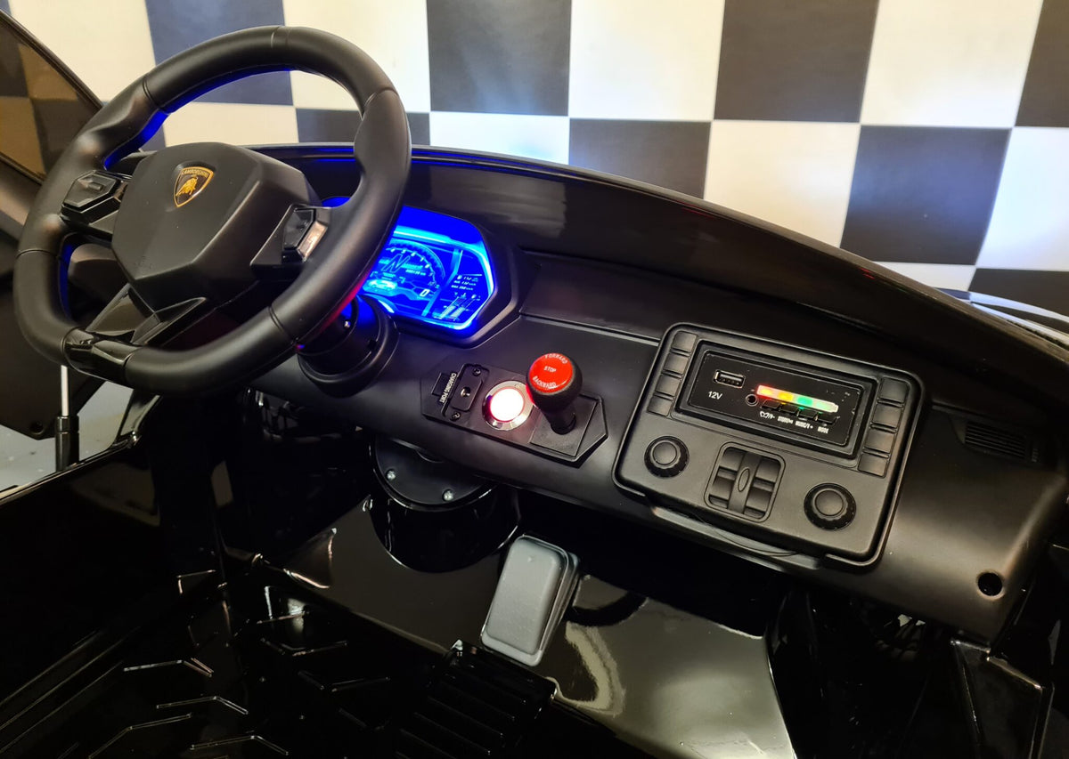 Lamborghini Aventador 24V drift elbil til børn – 2 personer, metallic sort
