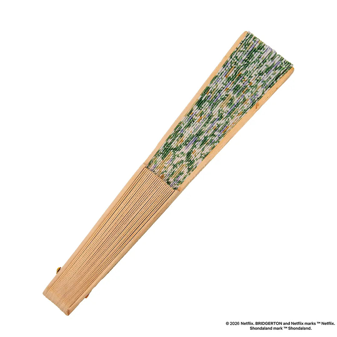 Green damask flourish fan - Bridgerton