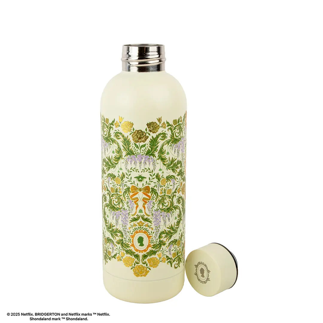 500ml Insulated Bottle - Green damask flourish - Bridgerton