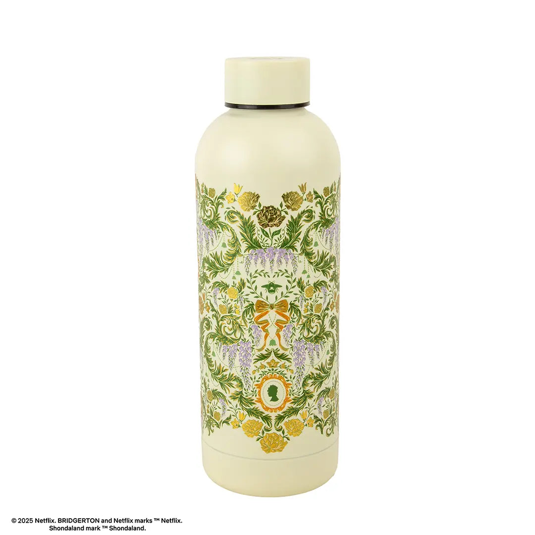 500ml Insulated Bottle - Green damask flourish - Bridgerton