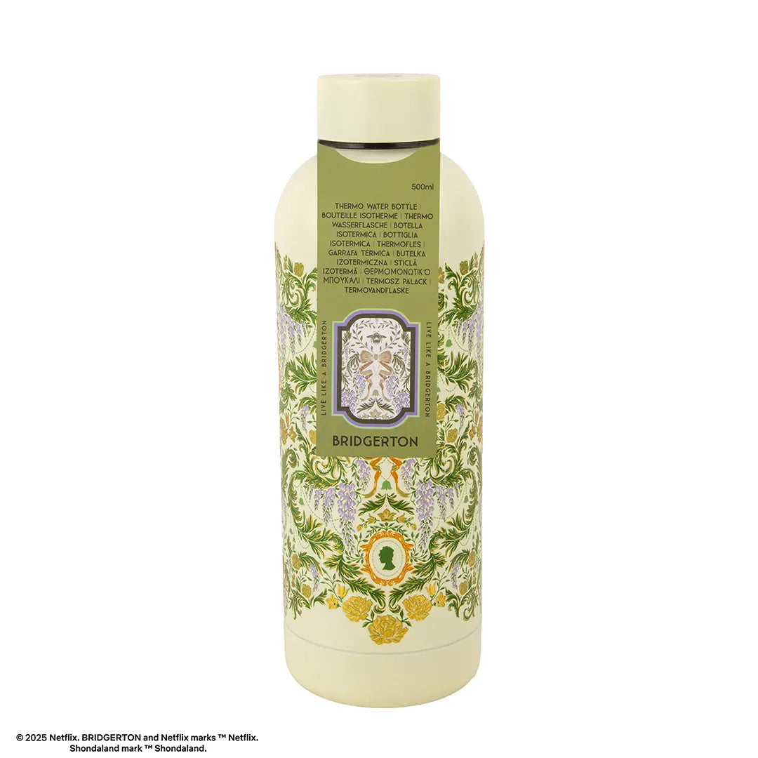 500ml Insulated Bottle - Green damask flourish - Bridgerton