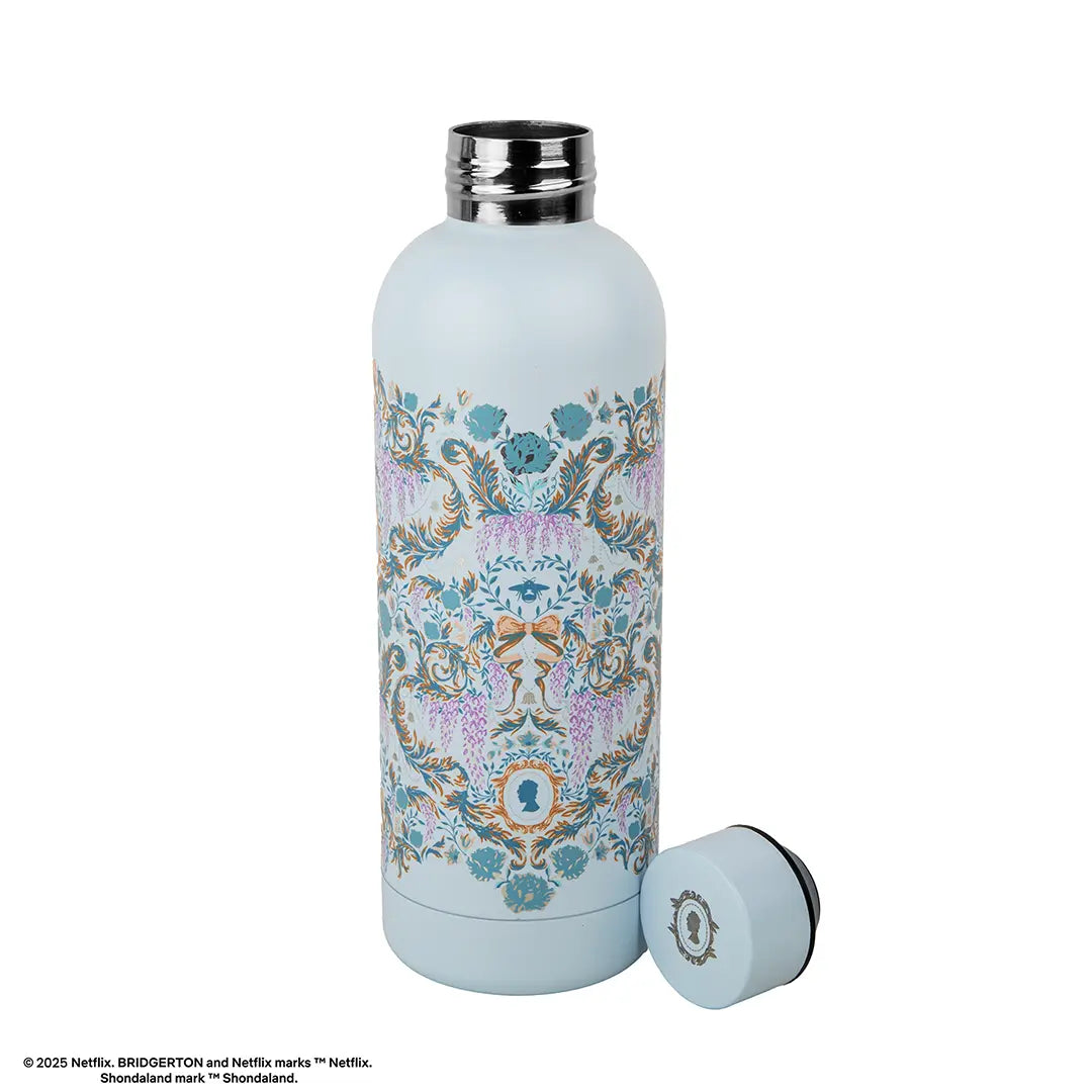 500ml Insulated Bottle – Light Blue Damask Flowers – Bridgerton