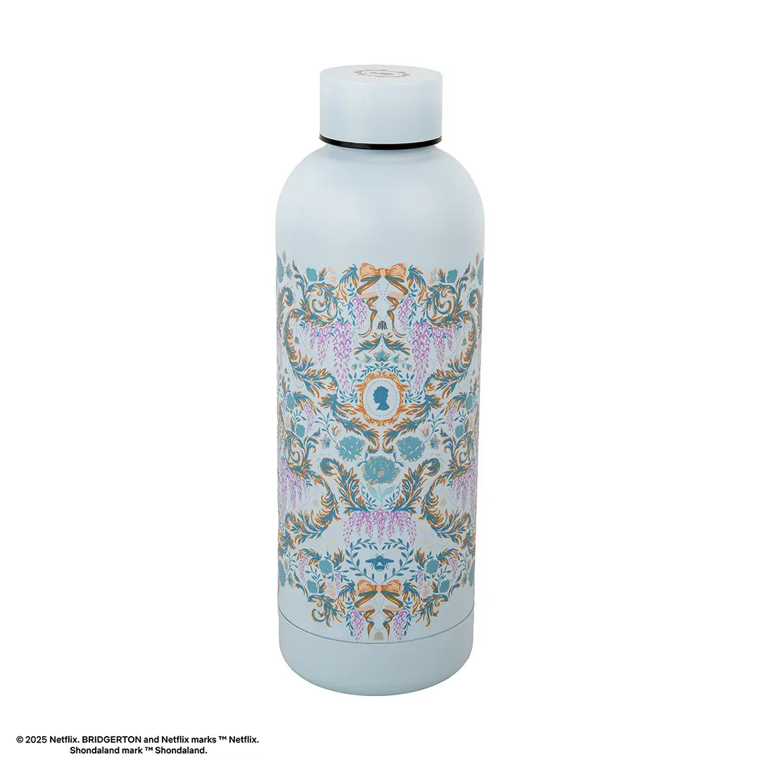 500ml Insulated Bottle – Light Blue Damask Flowers – Bridgerton