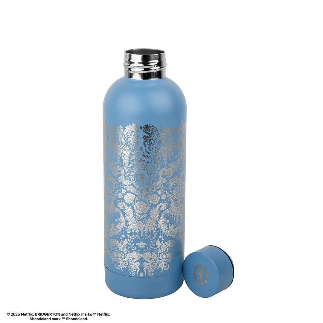 Insulated Bottle 500ml – Silver Damask Flowers – Bridgerton