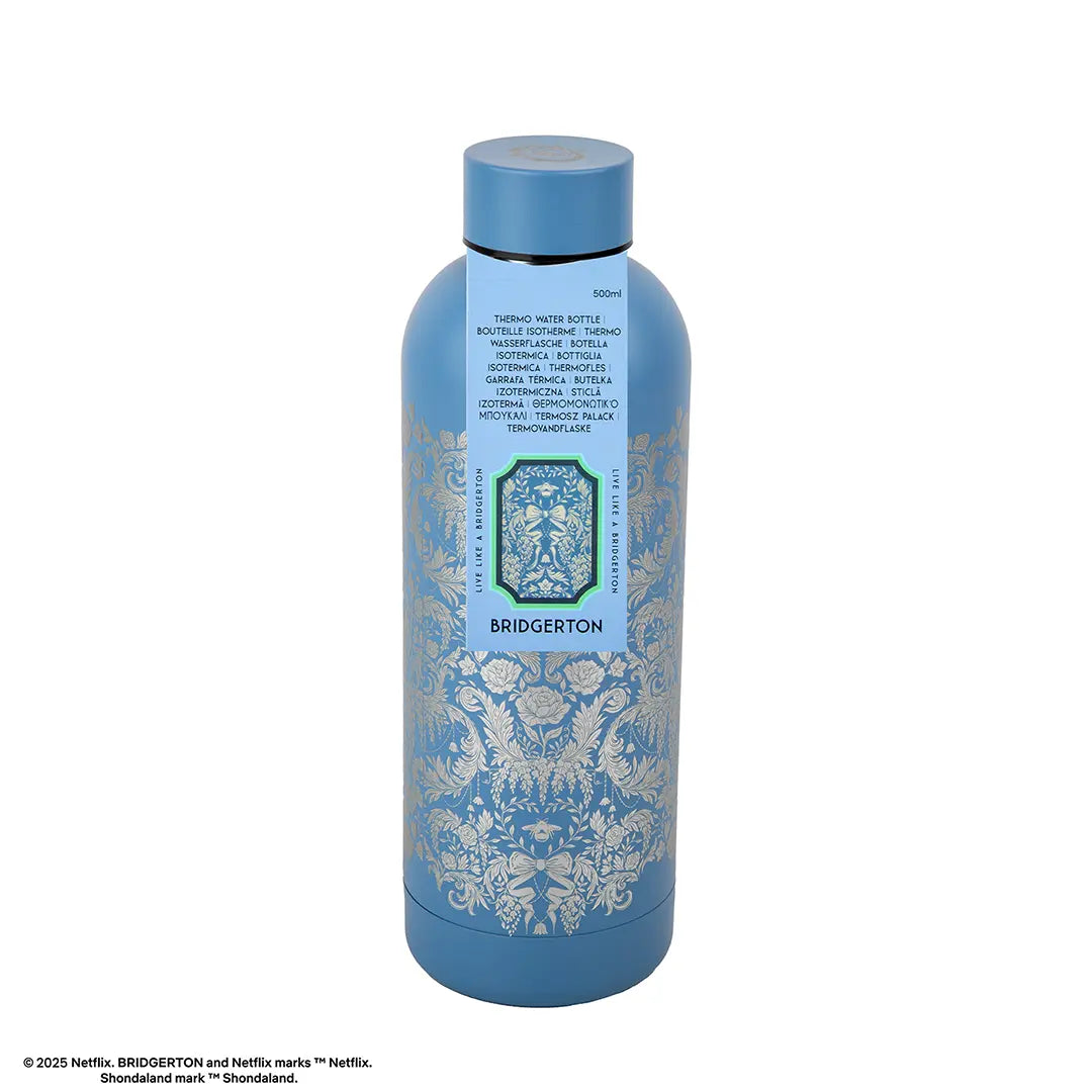 Insulated Bottle 500ml – Silver Damask Flowers – Bridgerton