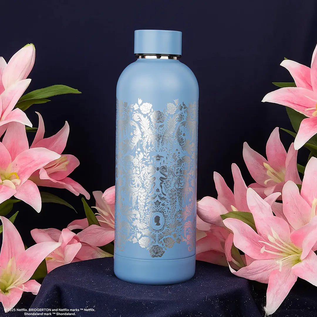 Insulated Bottle 500ml – Silver Damask Flowers – Bridgerton