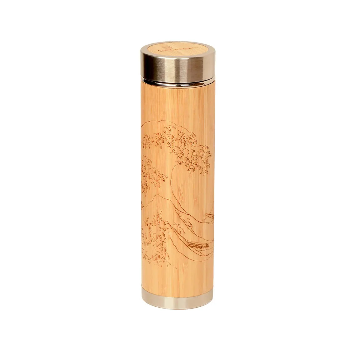 Bamboo tea bottle 400 ml - The great wave of Kanagawa
