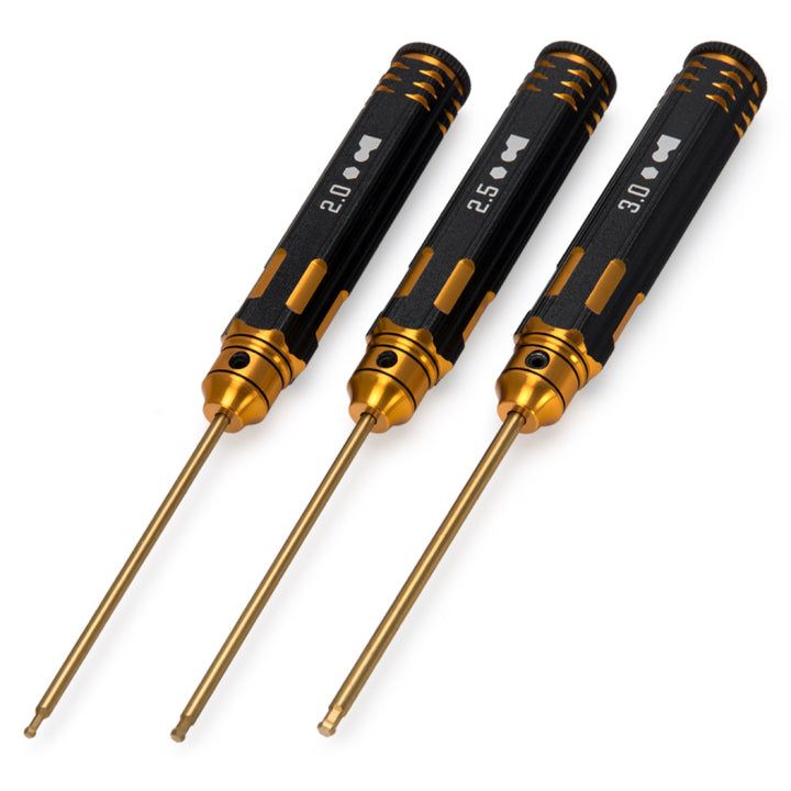 M-Drive MD23000 - Pro TiN Allen Wrench Ball Hex Tool Set 2, 2.5 & 3mm