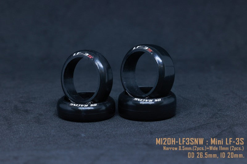 DS Racing MI20-LF3SNW - LF3S 8.5/11mm Drift Tire Set for 1:28 Mini-Z (4)