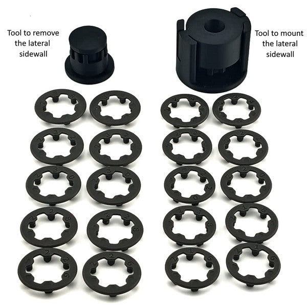Marka Racing 1:28 Mini-Z Side Wall Flange Set - DARK GREY + 2Tools (22 Pcs)