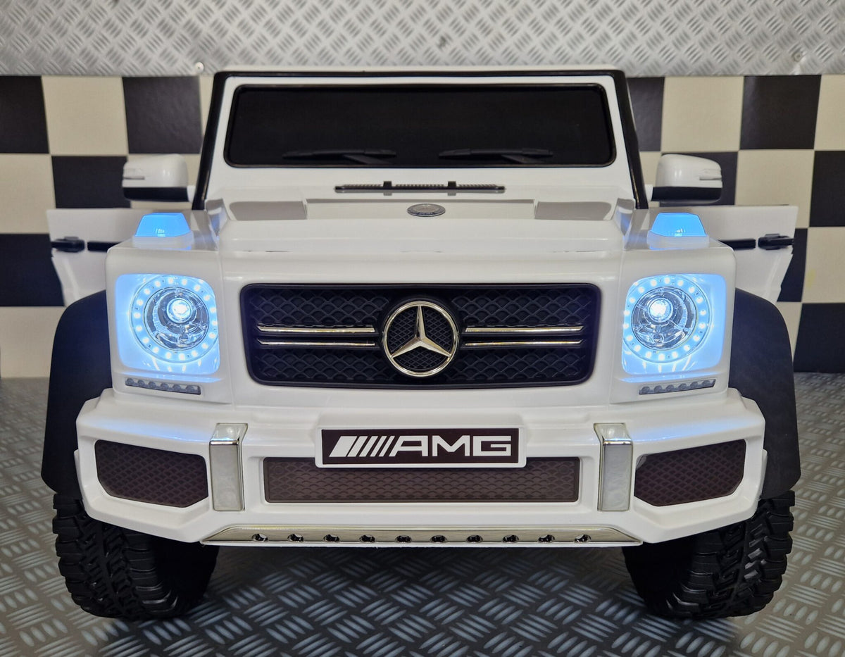 Barnbil Mercedes G63 6x6 AMG för 1 person i vitt