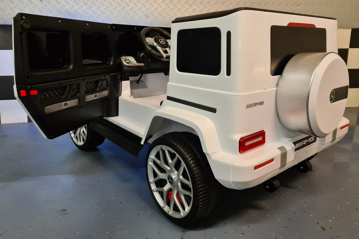 Mercedes-Benz G63 24V elbil til børn – 2 personer, hvid