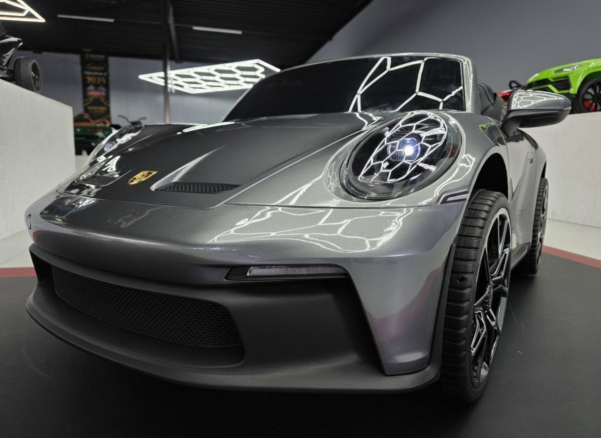Porsche 911 GT3 24V elbil för barn – 2 personer, metallic grå