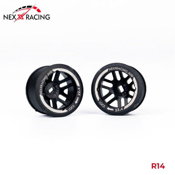 NexxRacing NXUSA-EVOAWD-R14 - JUD Carbon-fiber AWD Flanged REAR Wheels (2pcs) for Mini-Z - R14 OFFSET 0