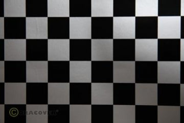 Oracover Fun 3 Silver-Black Checkered 2m