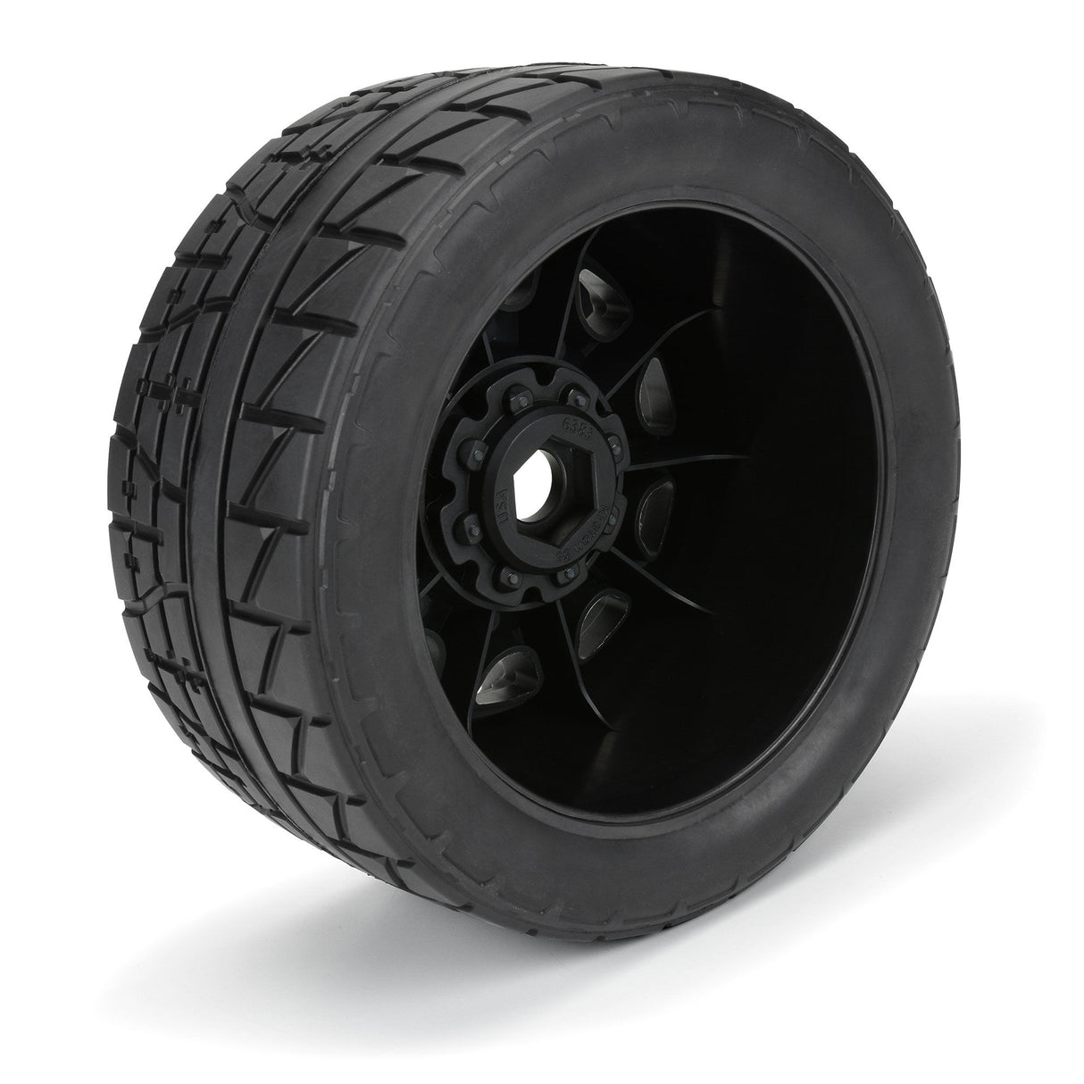Menace HP 5.7 inches Street BELTED Tires Mounted on Raid Black 8x48 Removable 24mm Hex Wheels (2) for X-MAXX, KRATON 8S & Other Large Vehicles Front or Rear