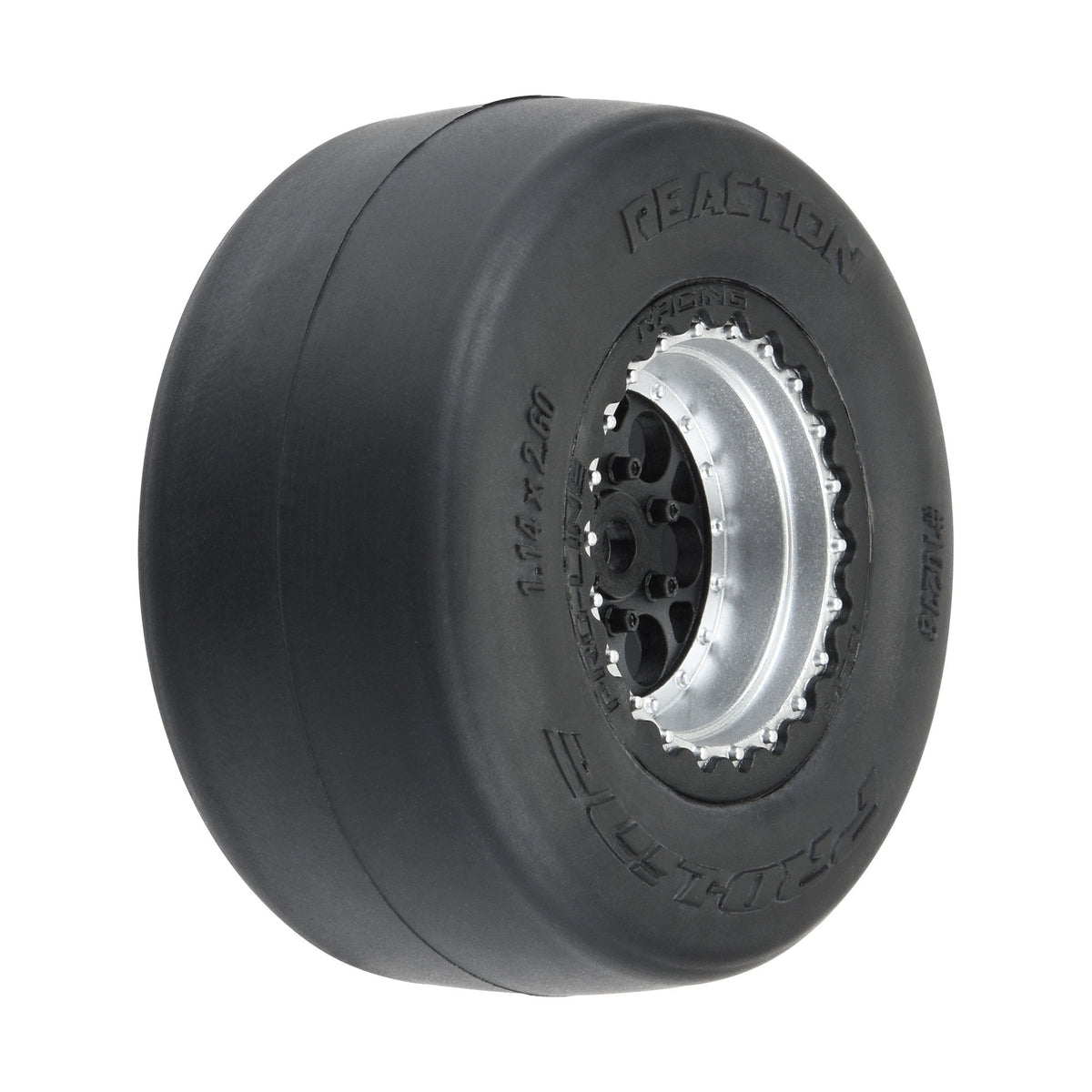 1/16 Reaction Rr Tires MTD 7mm Blk/Sil:MiniDrag(2)