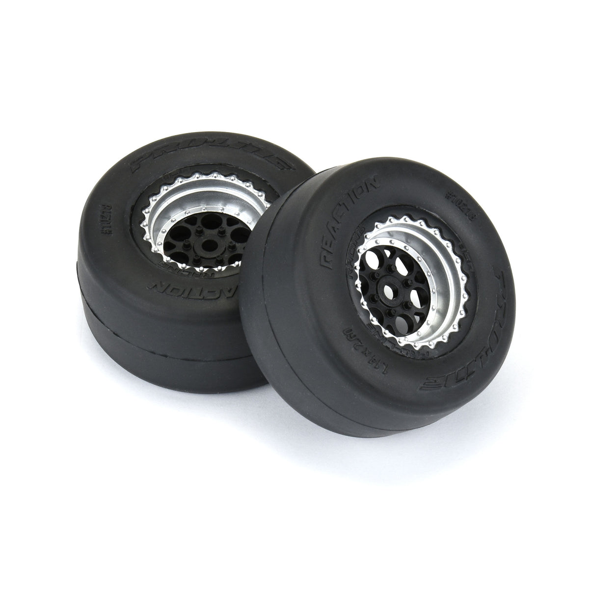 1/16 Reaction Rr Tires MTD 7mm Blk/Sil:MiniDrag(2)
