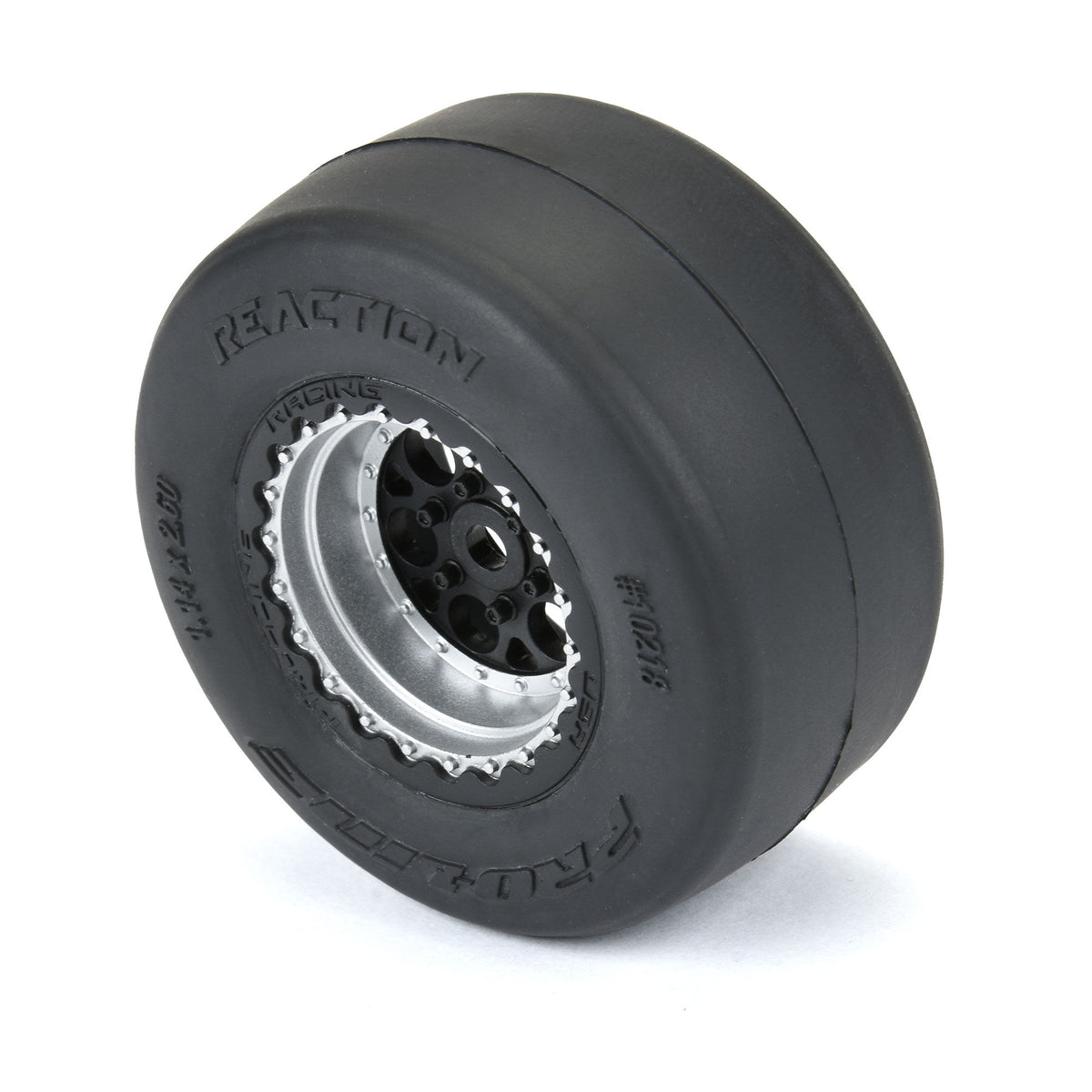 1/16 Reaction Rr Tires MTD 7mm Blk/Sil:MiniDrag(2)