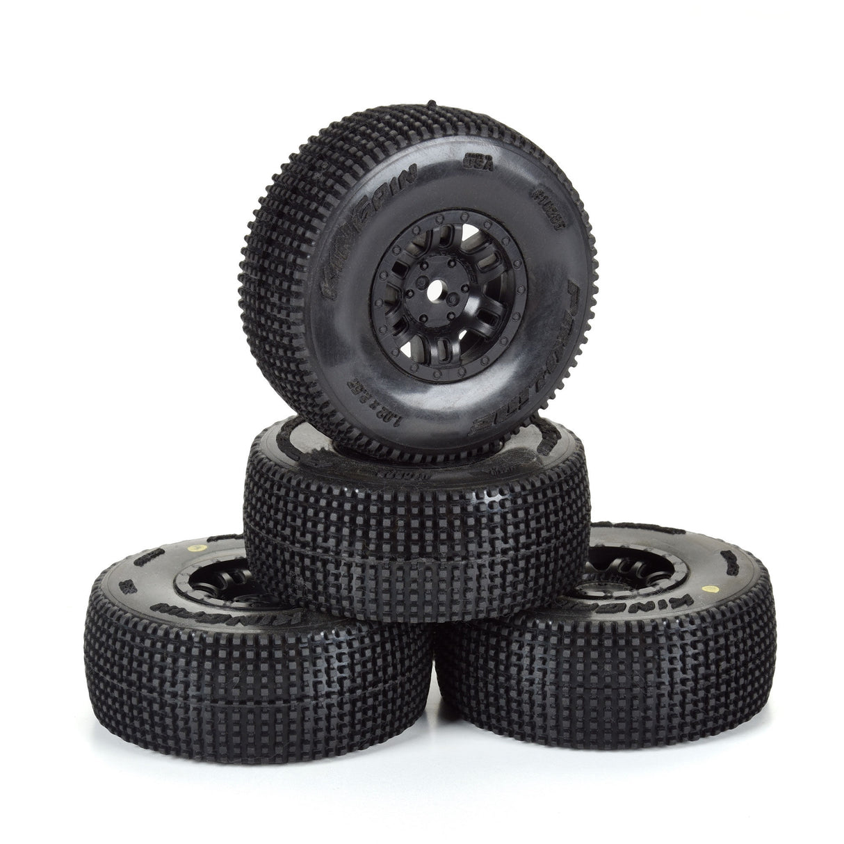 King-Pin F/R Tires Mounted 12mm Hex Black Split Six (4) for ARRMA MOJAVE GROM