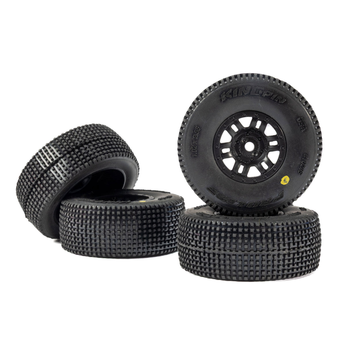 King-Pin F/R Tires Mounted 12mm Hex Black Split Six (4) for ARRMA MOJAVE GROM