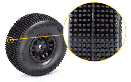 King-Pin F/R Tires Mounted 12mm Hex Black Split Six (4) for ARRMA MOJAVE GROM