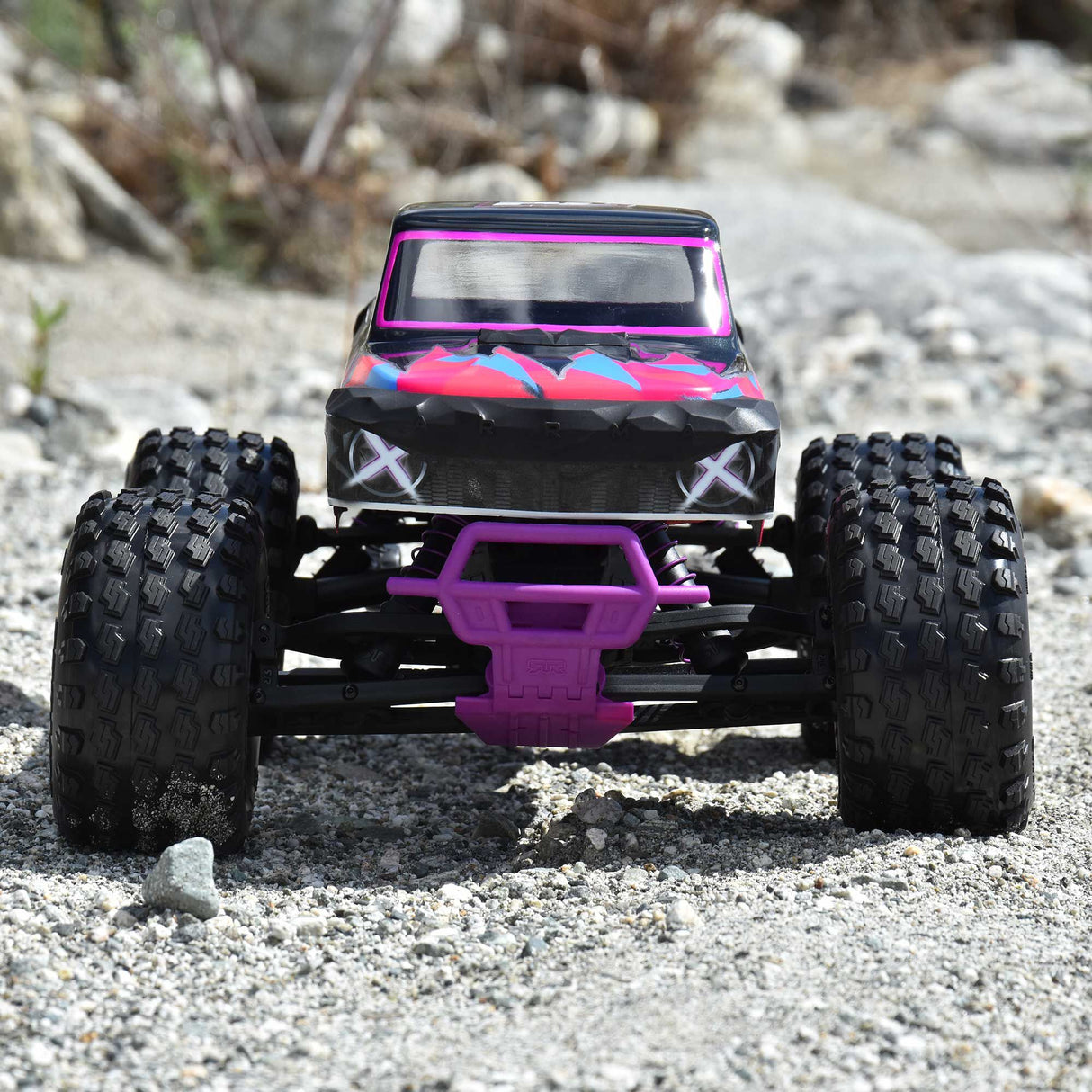 Dirt Hawg 2.0 F/R 2.6" MT Tires Mounted Arrma Stock Wheel Black (2) for ARRMA QUAKE & GORGON