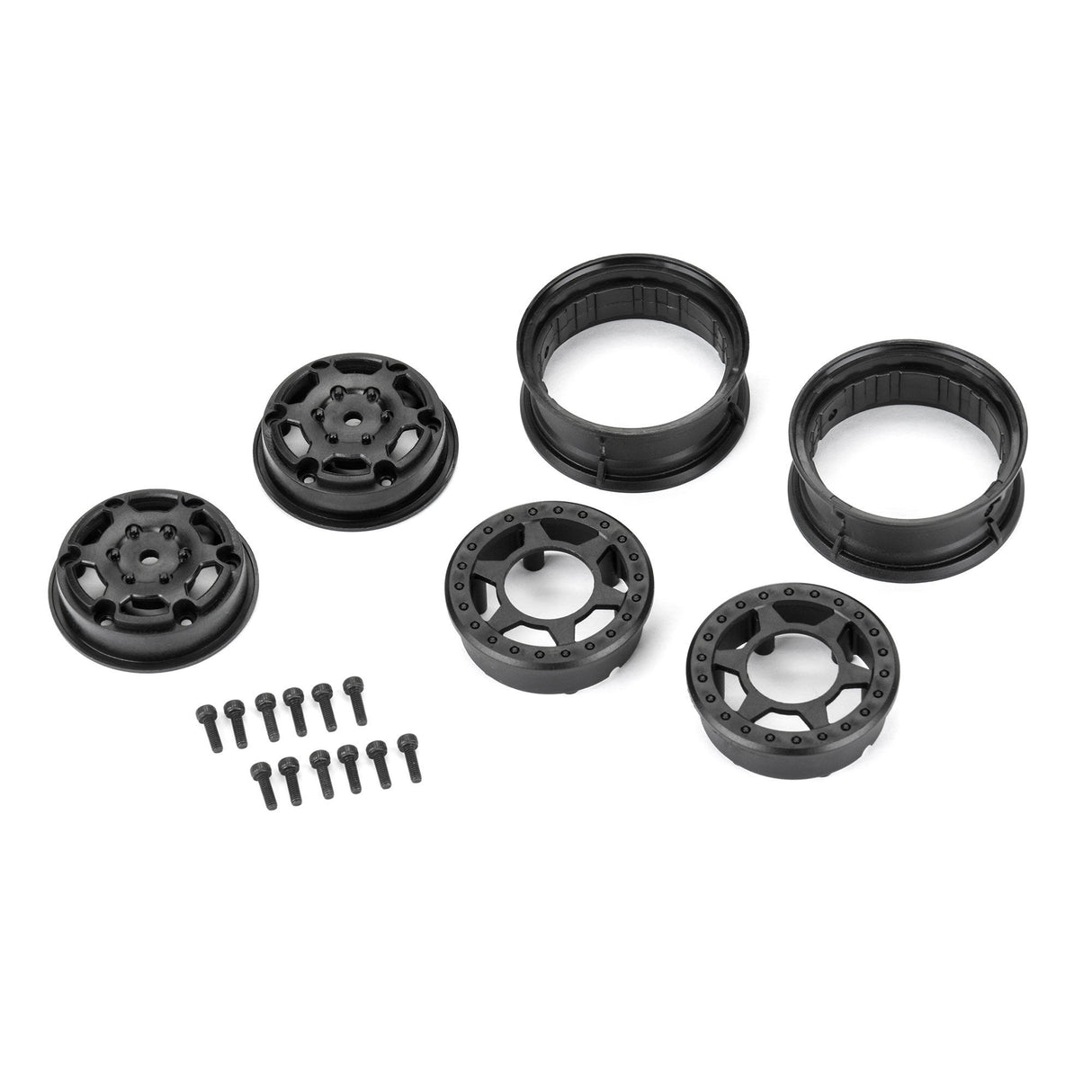 1/10 Holcomb F/R 1.55" 12mm Crawler Bead-Loc Wheels (2) Black