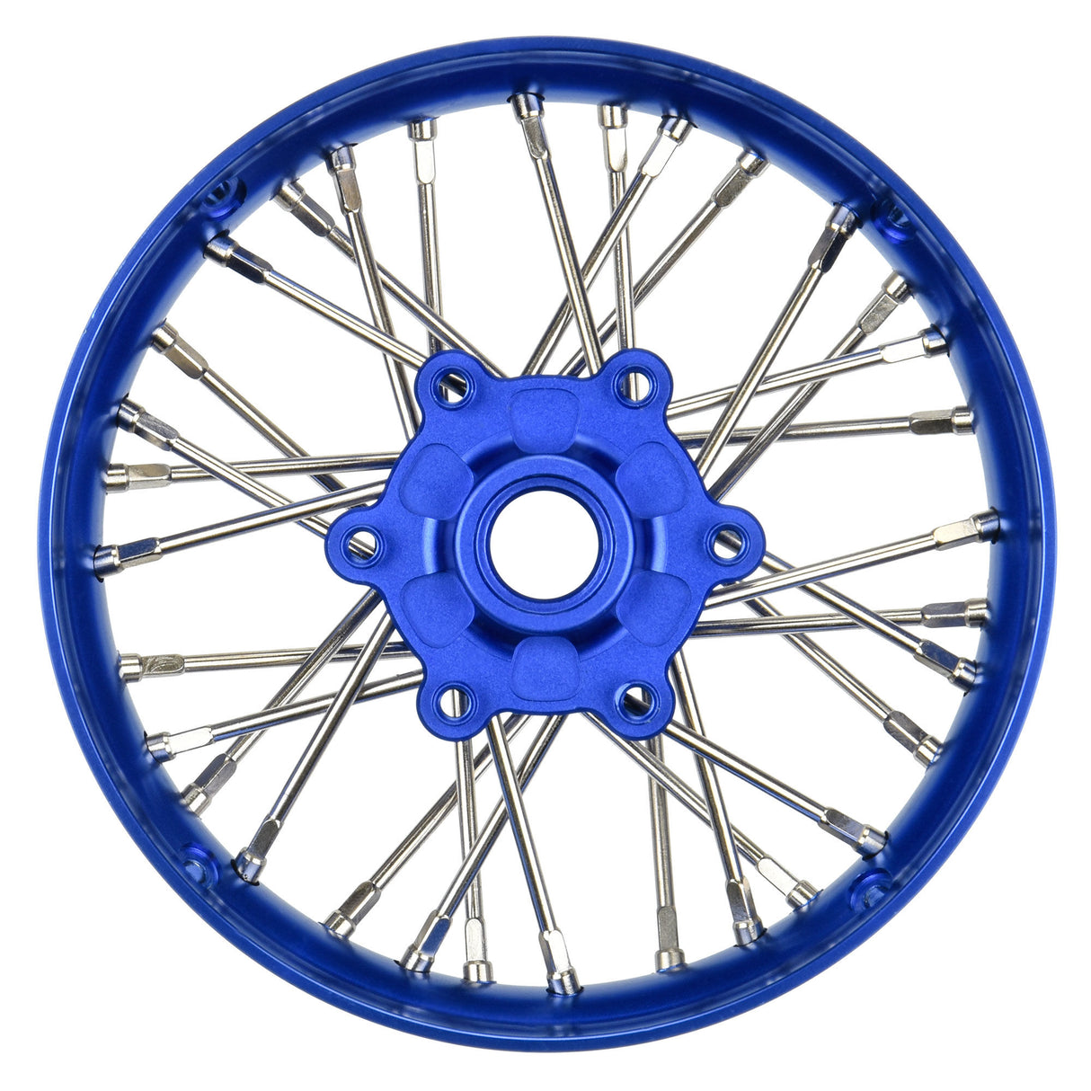 Pro-Spec Aluminum V2 Bead Front Wheel Assembled, Blue for Losi Promoto-SM