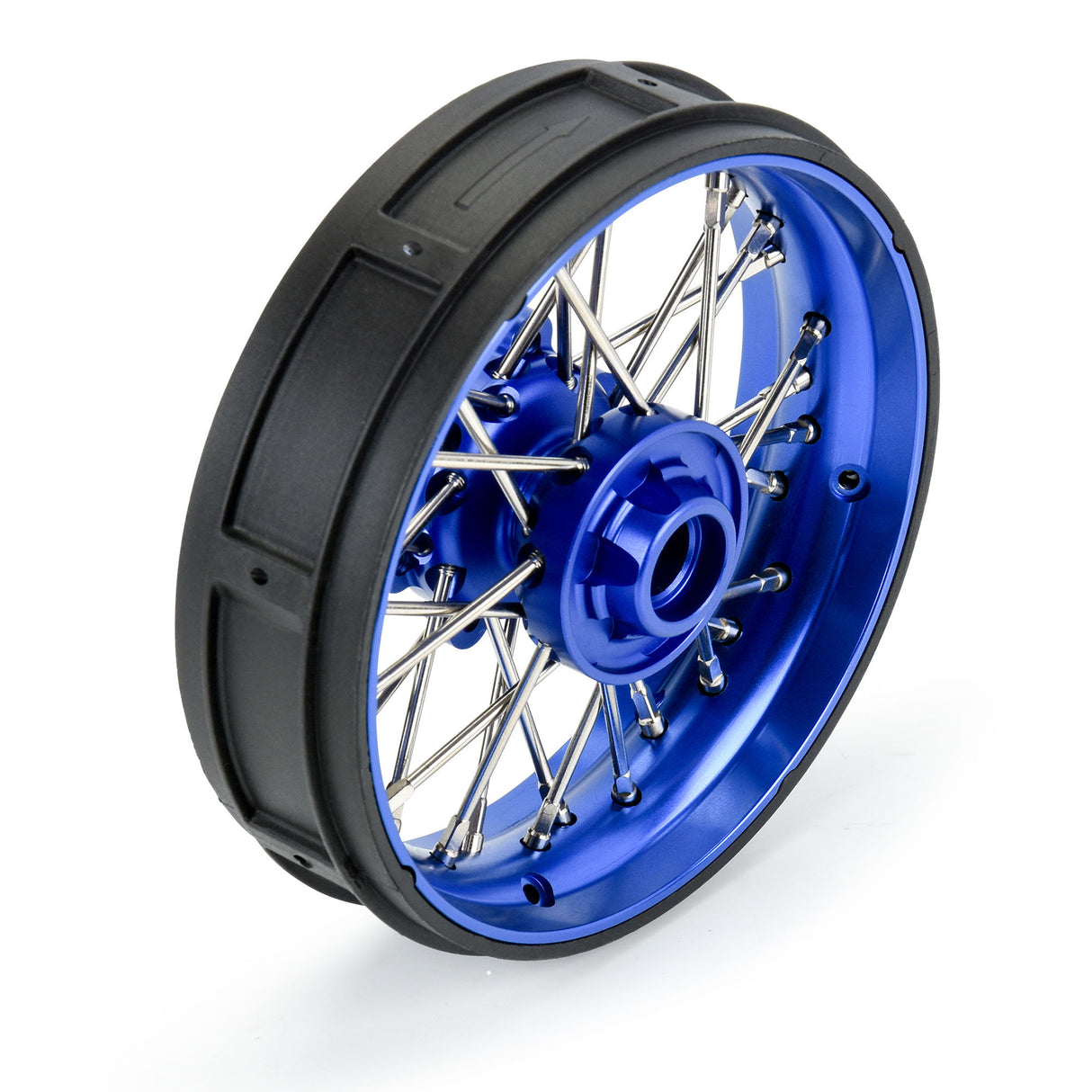 Pro-Spec Aluminum V2 Bead Front Wheel Assembled, Blue for Losi Promoto-SM
