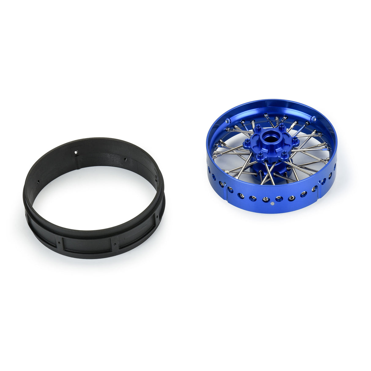 Pro-Spec Aluminum V2 Bead Front Wheel Assembled, Blue for Losi Promoto-SM