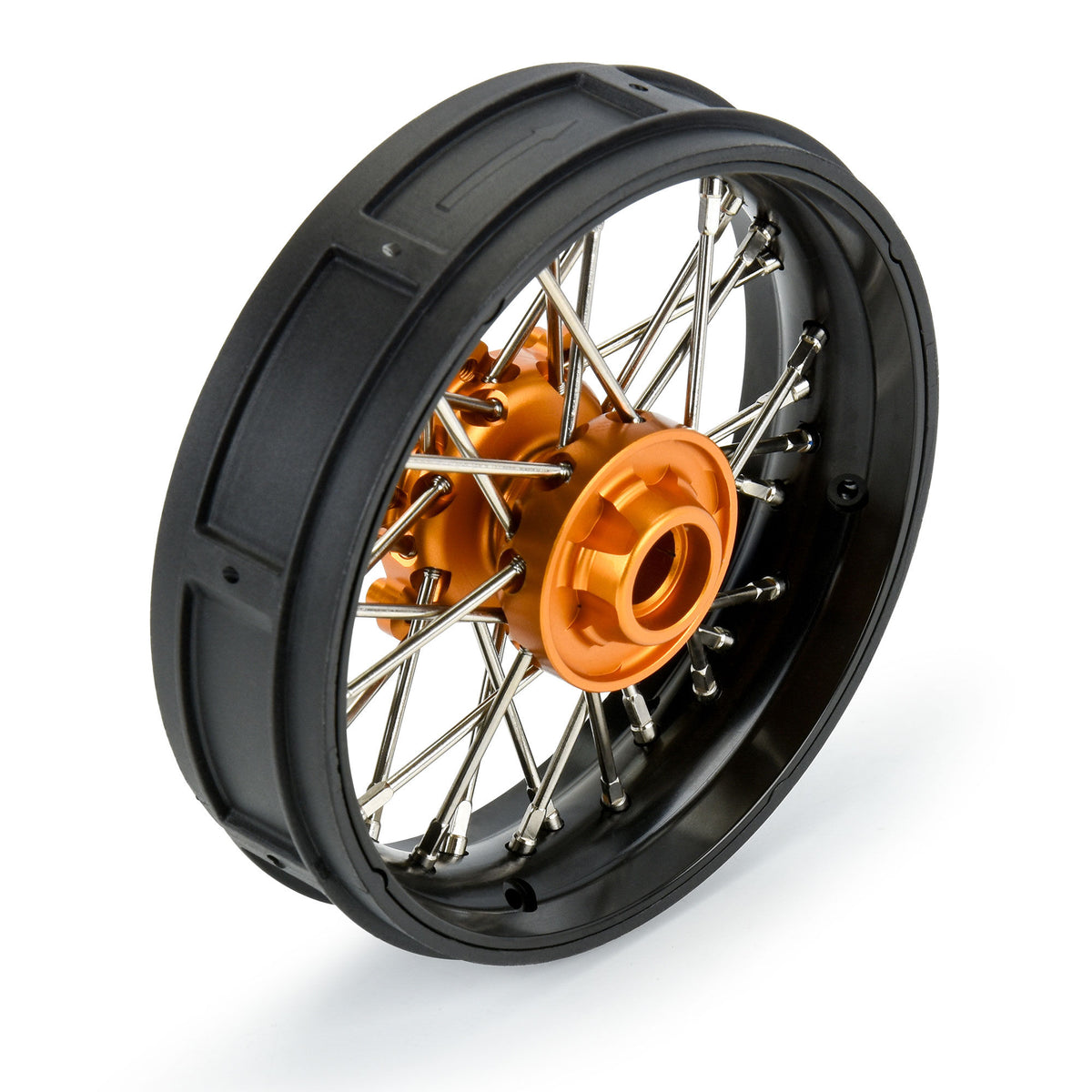 Pro-Spec Aluminum V2 Bead Front Wheel Assembled, Black/Gold for Losi Promoto-SM