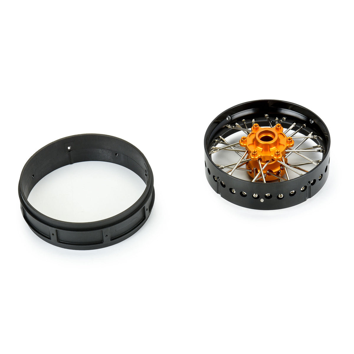 Pro-Spec Aluminum V2 Bead Front Wheel Assembled, Black/Gold for Losi Promoto-SM