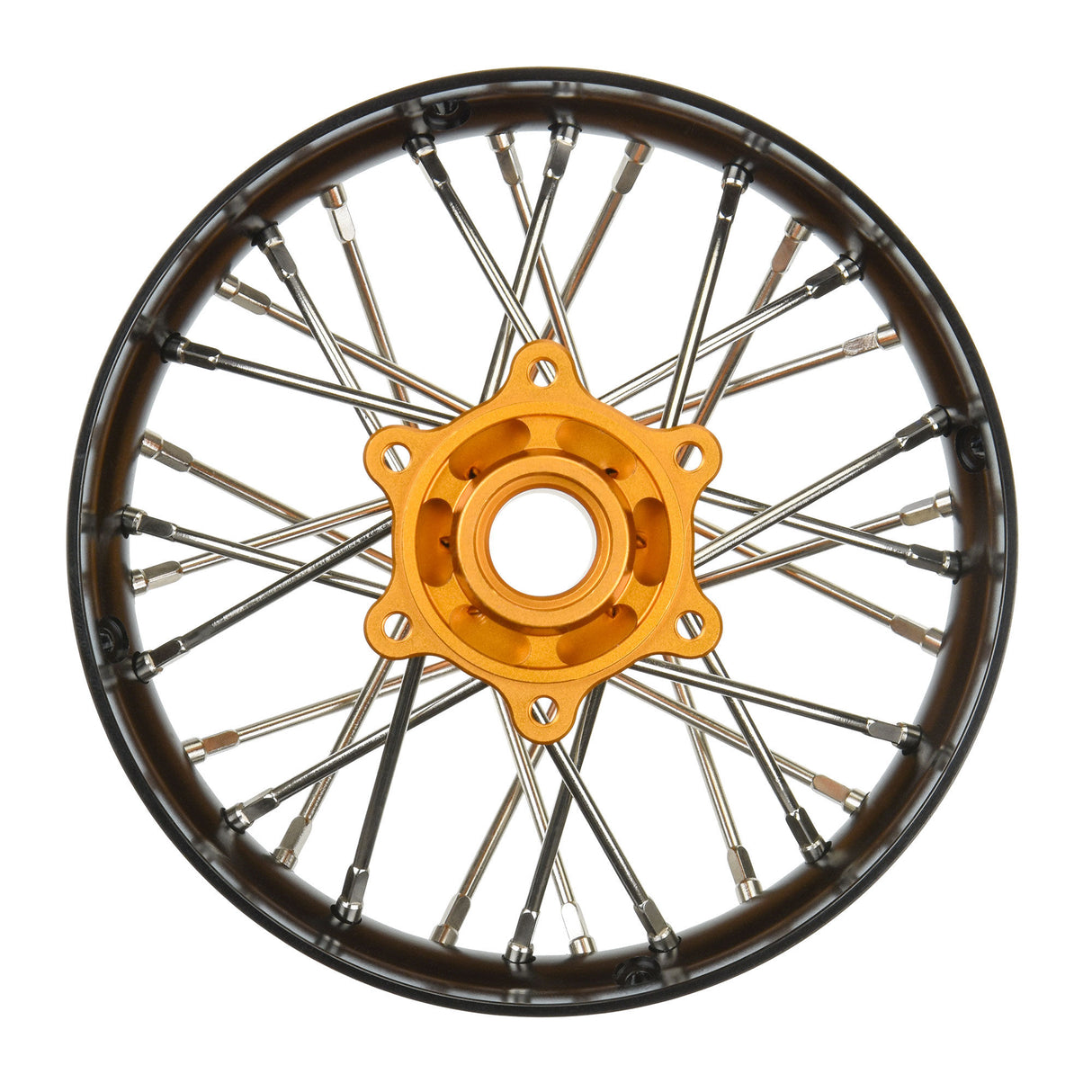 Pro-Spec Aluminum V2 Bead Rear Wheel Black/Gold (1): Losi Promoto-SM