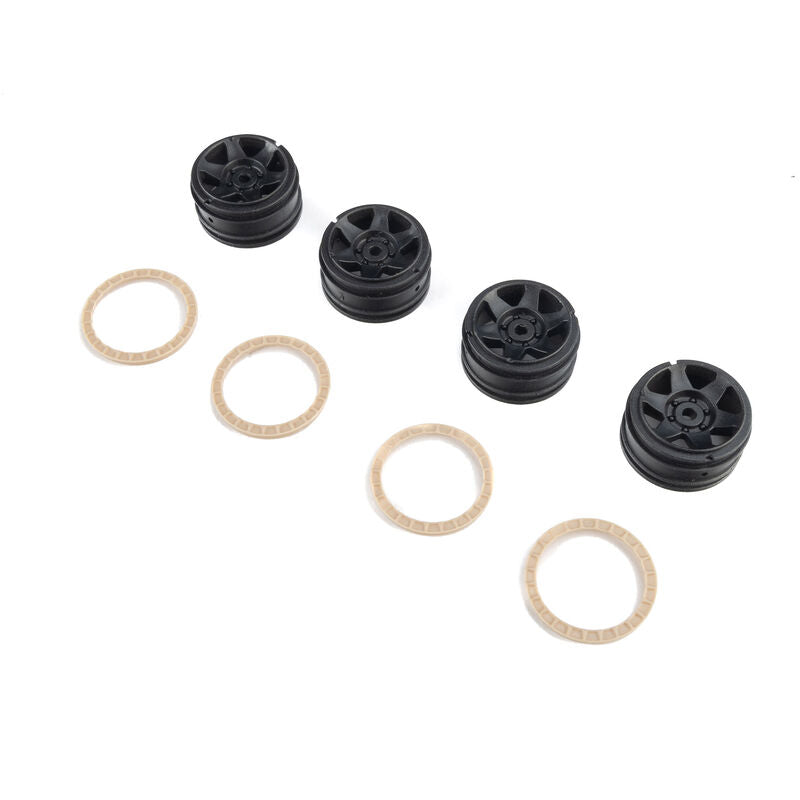 Pro-Line Racing 1/30 Black Rhino Bahari Wheels with Glue-On Bead Rings (4): Axial SCX30