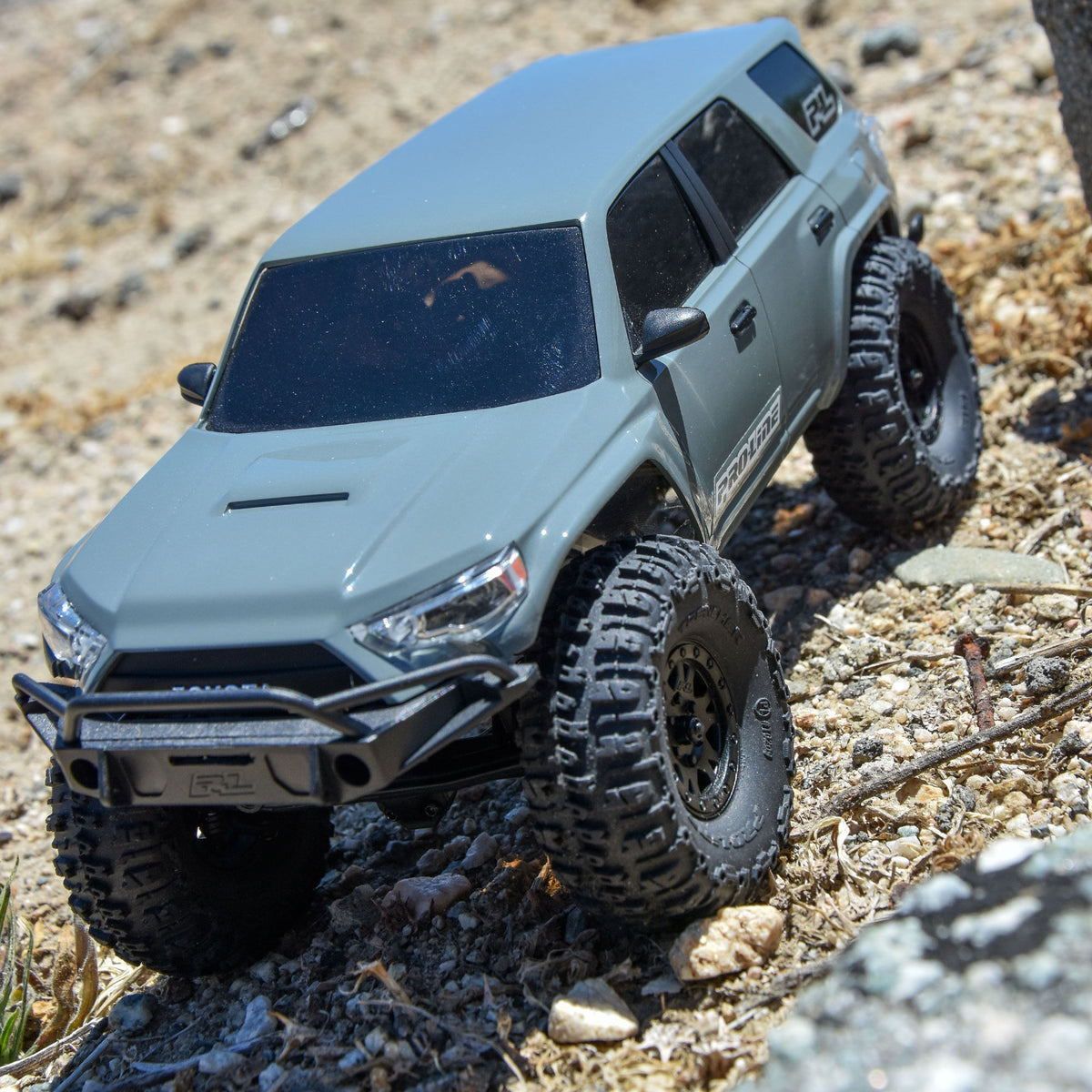 2024 Toyota 4Runner Hard Body Painted (Lunar Rock Gray) and Assembled for Axial SCX24 (132mm Wheelbase)