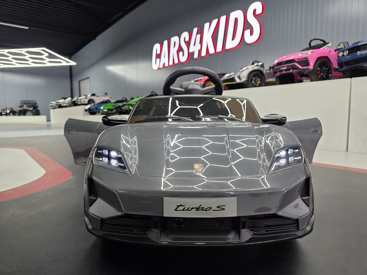 Porsche Taycan 12V elbil för barn – 1 person, grå