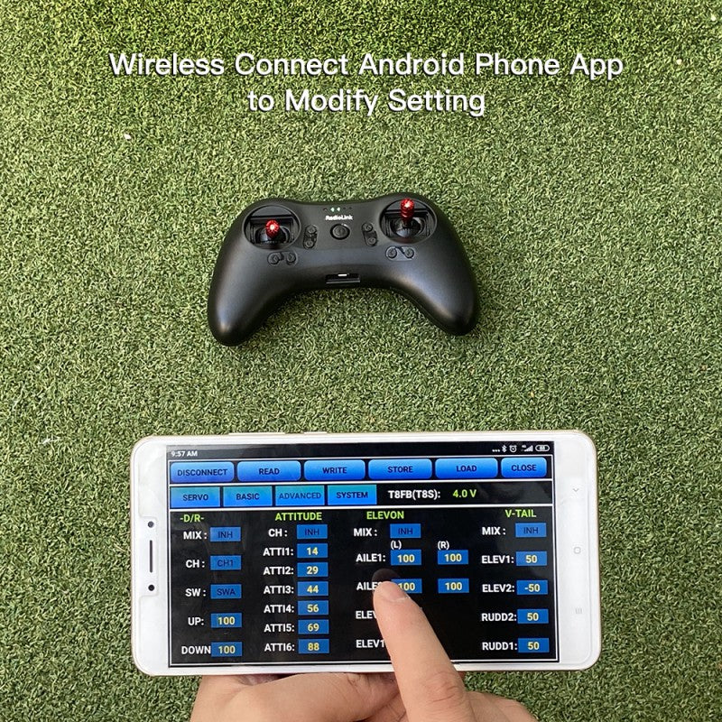 T8S 8-Channels radio with Bluetooth (Mode 1) with R8EF Receiver