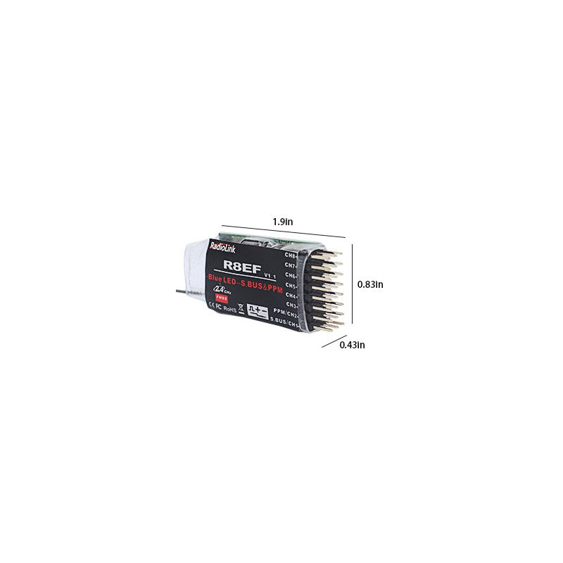 T8S 8-Channels radio with Bluetooth (Mode 2) with R8EF Receiver